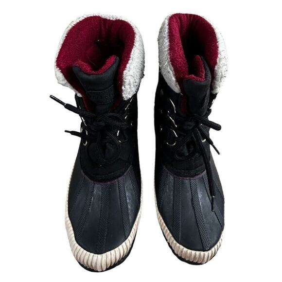 Tommy Hilfiger Black Twebonie Duck Boots Women’s Sz 7M Leather Faux Fur Winter - Picture 8 of 9